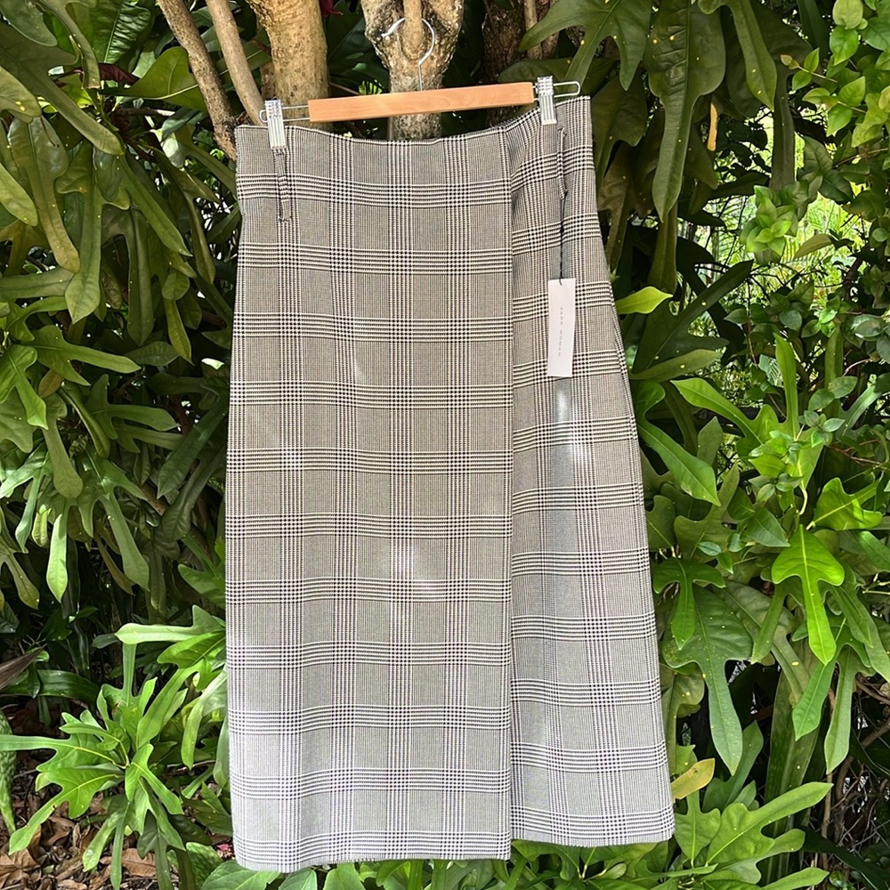 Zara Woman Houndstooth Midi Wrap Pencil Skirt